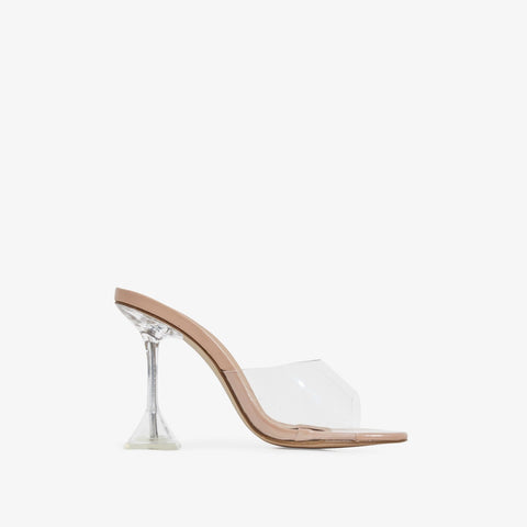 It Girl Nude Square Toe Mule Heel